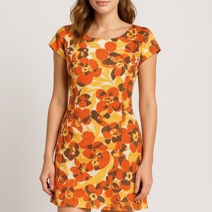 Uncle Frank Floral Retro Shift Dress – Size Small – Made in USA